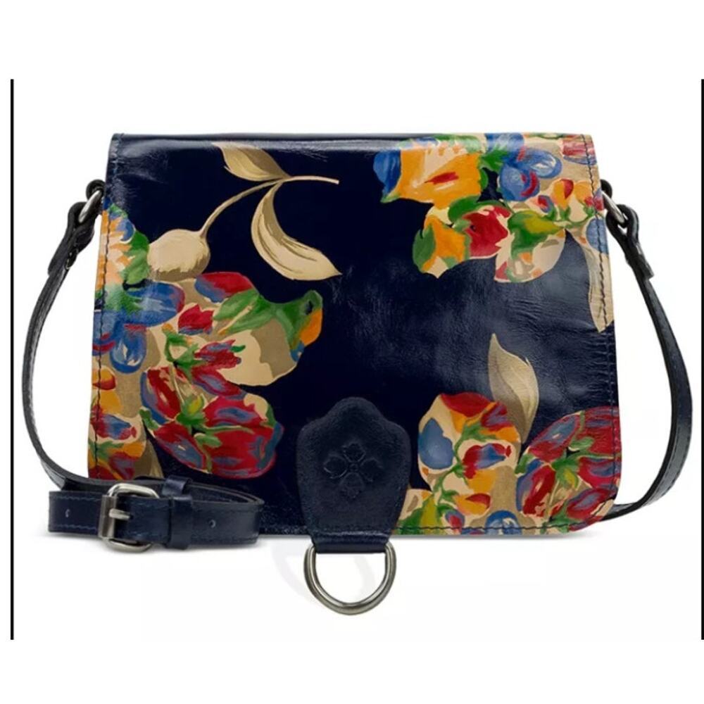 Patricia Nash Navy Floral Leather Crossbody Bag